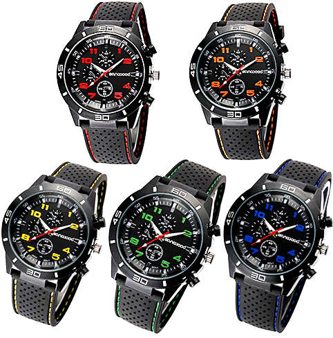 Quartz Watch Faux Chronograph Silicone Straps - Pick a Color