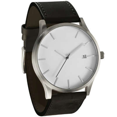 Analog Quartz Watch Faux Leather - Black & White