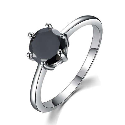 COURIER DELIVERY. Black Cubic Zirconia Ladies Engagement Ring. Size 7,8,9 available.