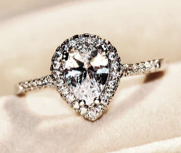 COURIER DELIVERY. Sparkling White CZ Pear Cut Ring. Size 6-10 available.