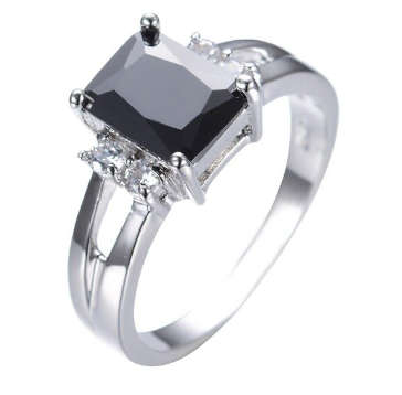 COURIER DELIVERY. Jet Black CZ Radiant Engagement Ring. Size 5-10 available.
