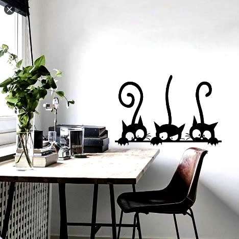 Wall Decal Vinyl Sticker 20x30cm - Three Cheeky Black Cats