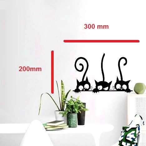 Wall Decal Vinyl Sticker 20x30cm - Three Cheeky Black Cats