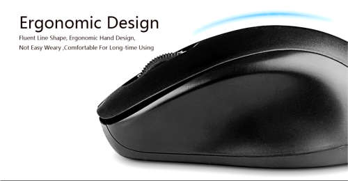 USB Wireless Ergonomic Optical Mouse - Full size, Curved