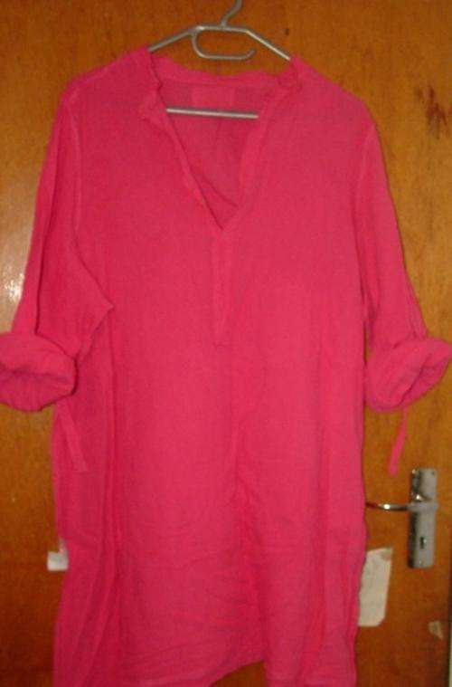 Size 20 - Ladies Pink Roll-up Sleeve Top - 100% Cotton