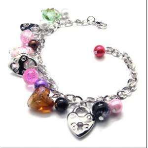 BRAND NEW Multicolour Bead & Charm Bracelet in 18kgp (CJ)