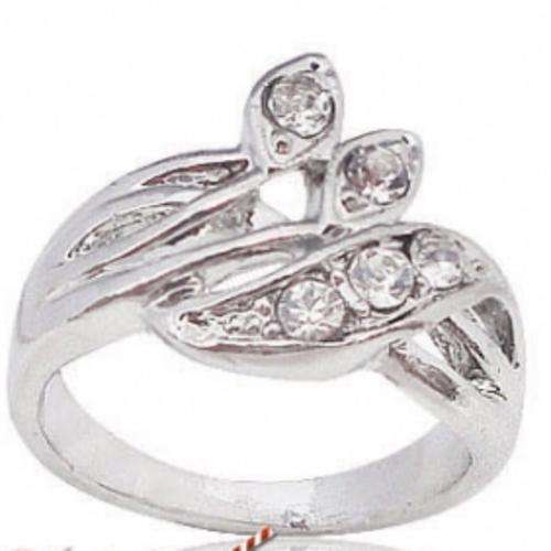 Size 6.5 / N - Brand New Crystal Cocktail Ring clad in 18k White Gold