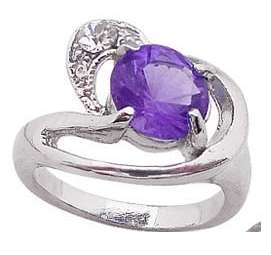 Size 6.5 / N - Brand New Sim Amethyst Cocktail Ring clad in 18k White Gold