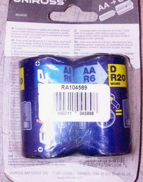 Unicross battery converter. Turns your AA battery into a D.