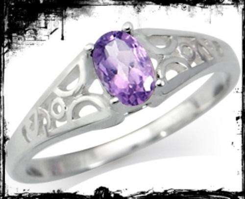 0.50ct Genuine Amethyst 925 Silver Plated Ring, Size 6 M
