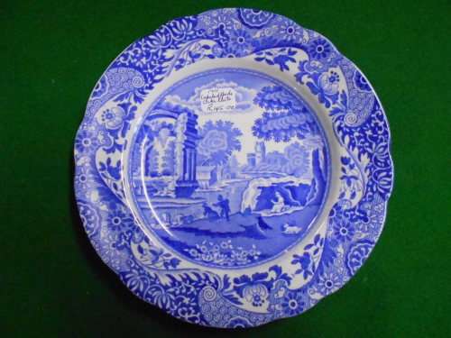 Antique Copeland Spode Cake Plate - Blue and White Italian