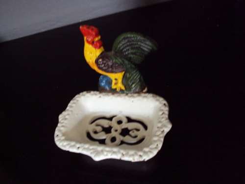 Victorian Enamel Cast iron bath soap holder vintage