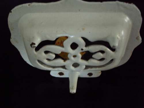Victorian Enamel Cast iron bath soap holder vintage
