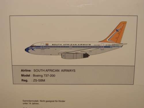 SAA South African Airways B737-200, ZS--SBM, "GAMTOOS', scale 1/400 by AVIATION 400