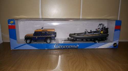 Land Rover 110, H M CoastGuard Boat & Trailer, Cararama, Junior Rescue, 1:43, Die Cast, New in Box