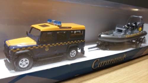 Land Rover 110, H M CoastGuard Boat & Trailer, Cararama, Junior Rescue, 1:43, Die Cast, New in Box