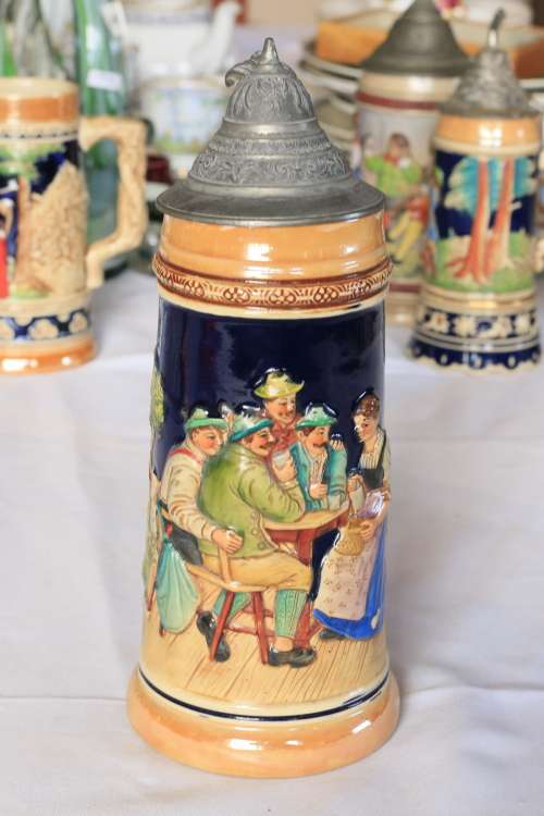 Large Decorated German Beer Stein