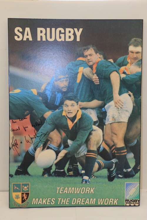1995 Rugby World Cup Poster singed by Joost van der Westhuizen