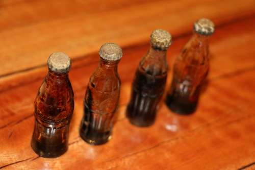 Vintage Mini Coca-Cola Bottles x 4