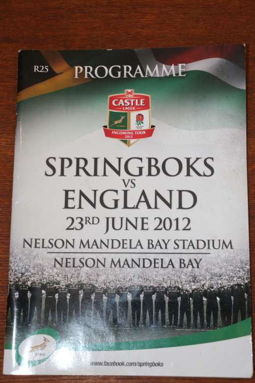 2012 Springboks vs England, Nelson Mandela Bay, Rugby Programme