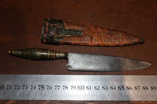 Vintage Ornate Dagger in Leather Sheath