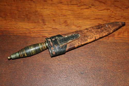 Vintage Ornate Dagger in Leather Sheath