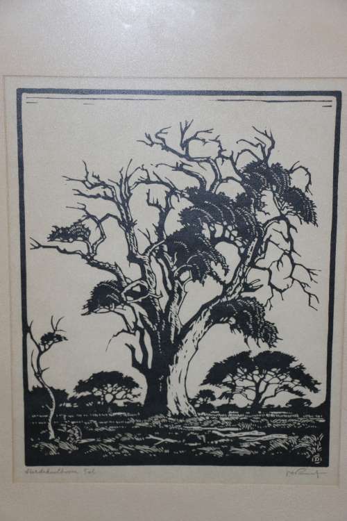 Original Pierneef - Framed Linocut - 57 x 47 cm Frame Size