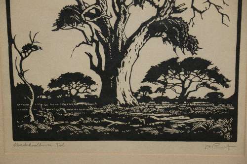 Original Pierneef - Framed Linocut - 57 x 47 cm Frame Size