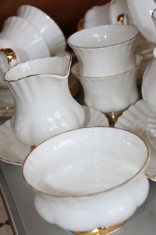 Royal Albert White with Gold Trim "Val D'or" 24 piece Tea Set