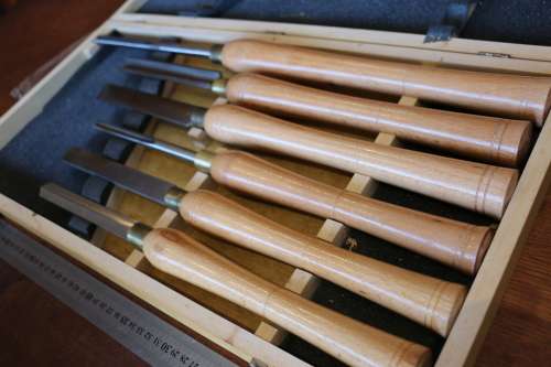 Chisel Set Wood Turning HSS 6 Piece in Wooden Case