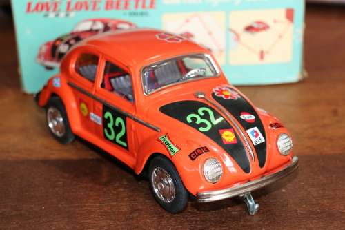 Vintage Tin Toy Love Love Beetle Mystery Bump 'n Go - Taiyo Made in Japan