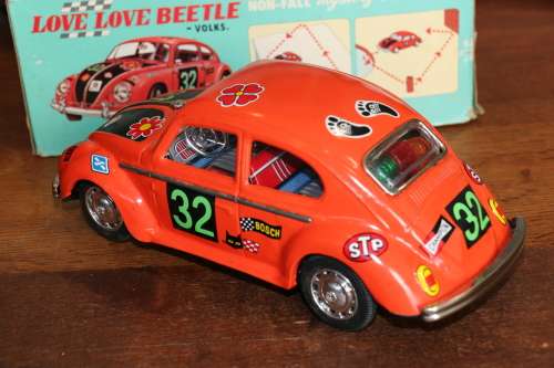 Vintage Tin Toy Love Love Beetle Mystery Bump 'n Go - Taiyo Made in Japan