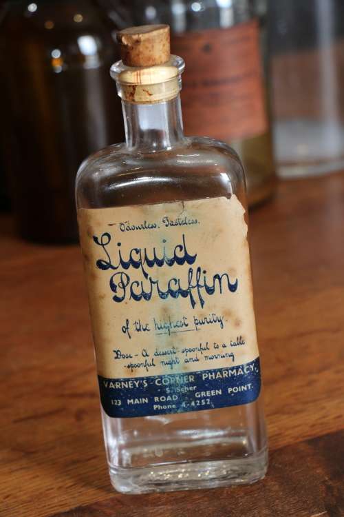 Vintage Glass Medicine Bottle (17 cm tall)