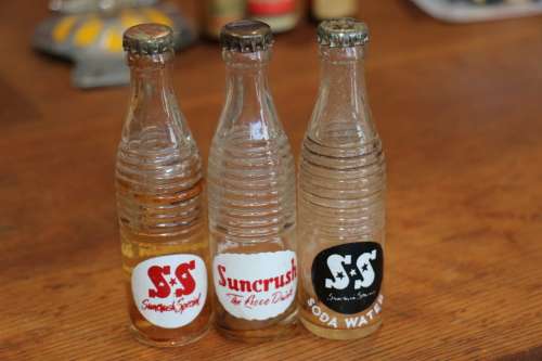 Vintage Set of Suncrush Mini Bottles
