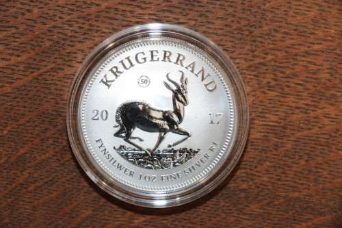 Beautiful 2017 1 Oz Fine Silver South Africa Krugerrand 1R in SA Mint Box