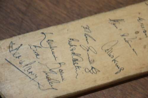 Beautiful Mini Cricket Bat Signed by West Indies Cricket Players of the 1983 Rebel Tour to RSA