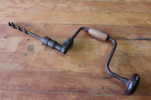 Vintage Miller Falls Carpenters Brace Hand Crank Drill and Auger