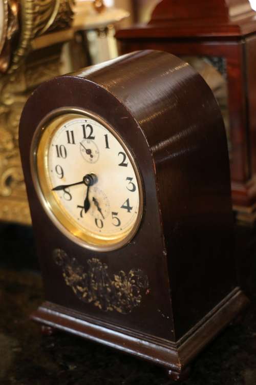Beautiful Antique Mantel Clock with Seconds and Minutes Dials and Music Box