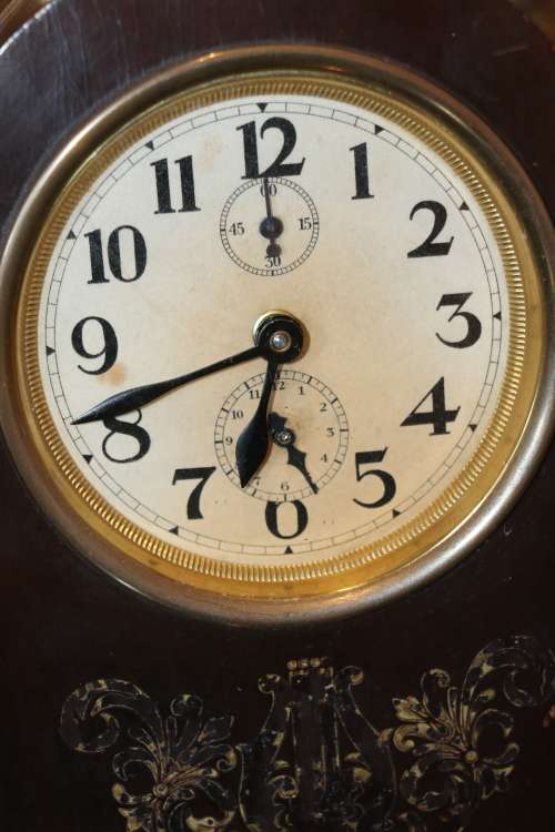 Beautiful Antique Mantel Clock with Seconds and Minutes Dials and Music Box