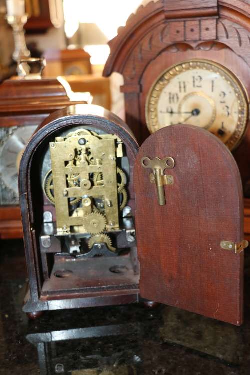 Beautiful Antique Mantel Clock with Seconds and Minutes Dials and Music Box