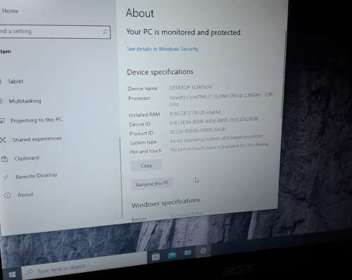 i7 Acer Travelmate Laptop with Extended Battery, Windows 10 Pro