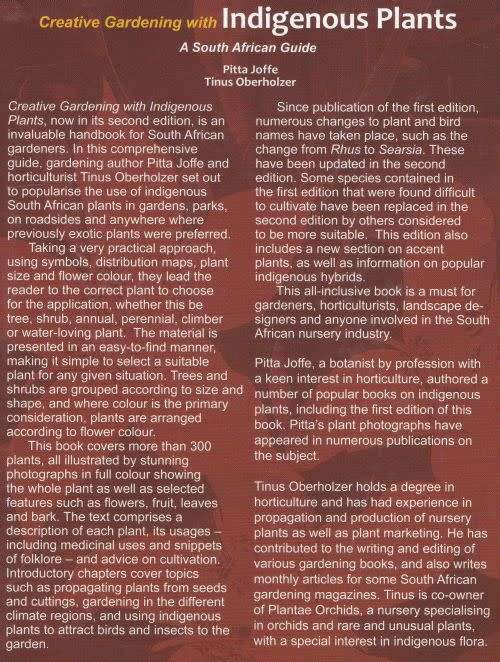 CREATIVE GARDENING WITH INDIGENOUS PLANTS: A SOUTH AFRICAN GUIDE by Pitta Joffe & Tinus Oberholzer