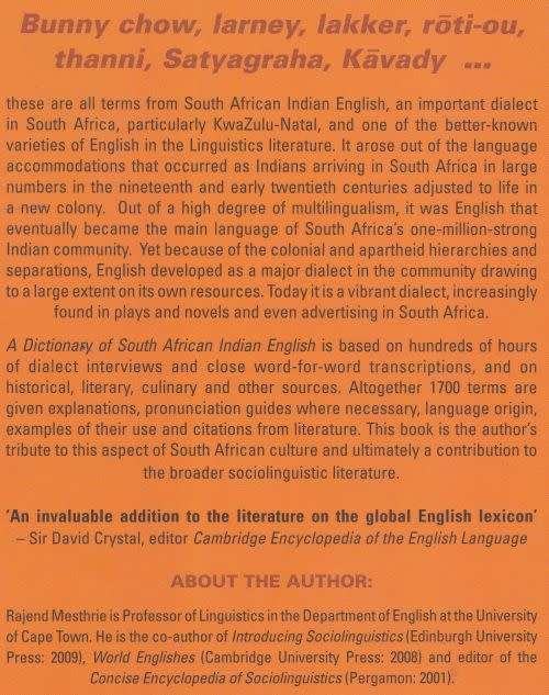 A DICTIONARY OF SOUTH AFRICAN INDIAN ENGLISH by Rajend Mesthrie