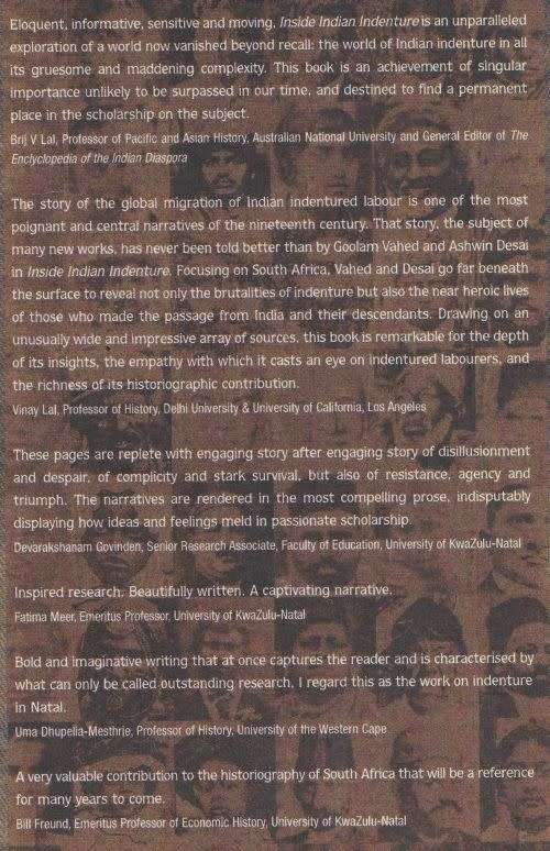 INSIDE INDIAN INDENTURE: A SOUTH AFRICAN STORY 1860-1914 by ashwin Desai and Goolam Vahed