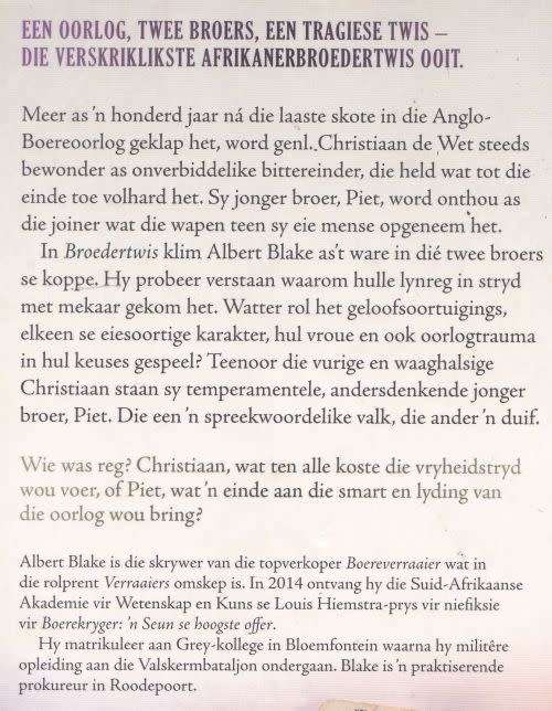 BROEDERTWIS: BITTEREINDER EN JOINER: CHRISTIAAN EN PIET DE WET by Albert Blake