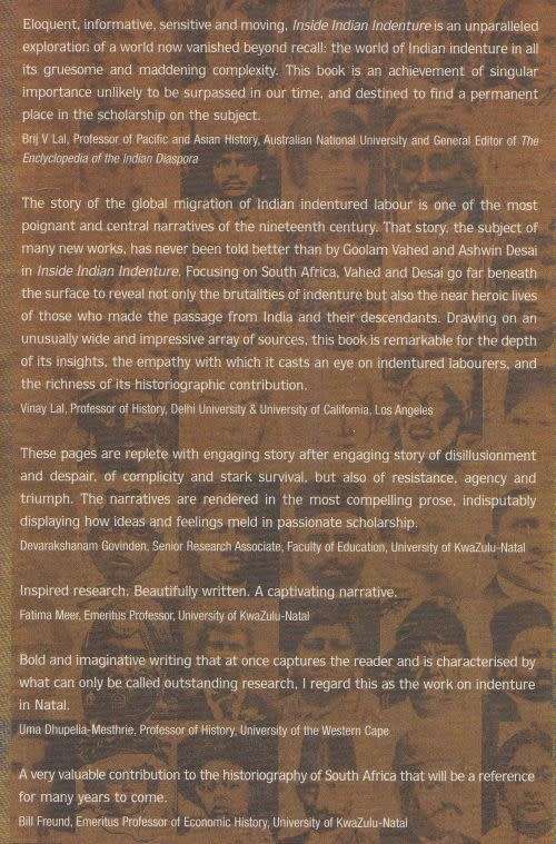 INSIDE INDIAN INDENTURE: A SOUTH AFRICAN STORY 1860-1914 by Ashwin Desai and Goolam Vahed