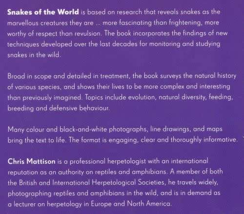 SNAKES OF THE WORLD by Chris Mattison