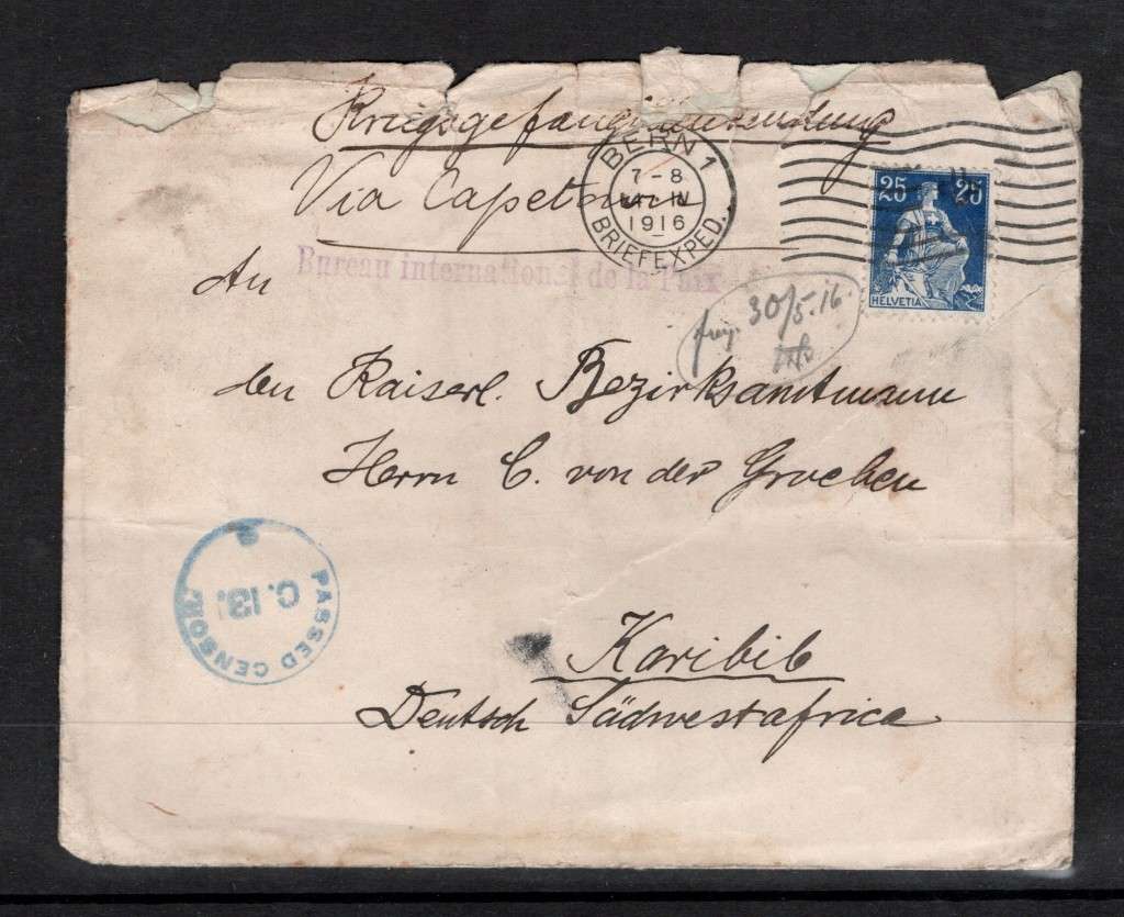 SWITZERLAND (Prisoner of War cover)