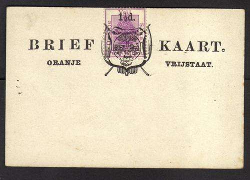 BRIEF KAART ORANGE FREE STATE TWEE PENCE  1 1/2d surcharged  (3)