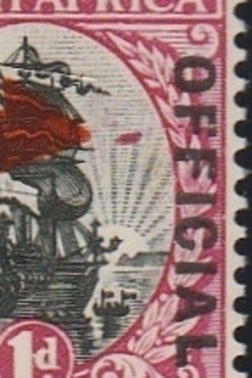 UNION OF SOUTH AFRICA  OFFICIALS OVERPRINT RED HAILYS COMET FLAW